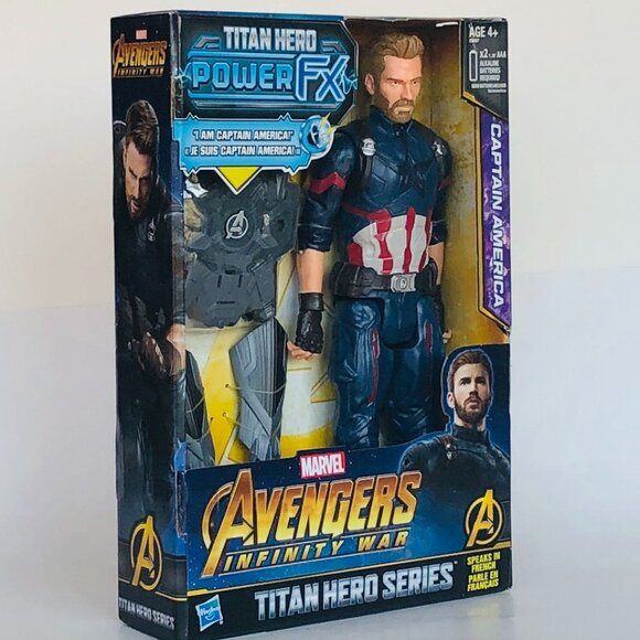Marvel Avengers Titan Heroes Power FX Captain American Speaks French New in Box - Picture 9 of 16